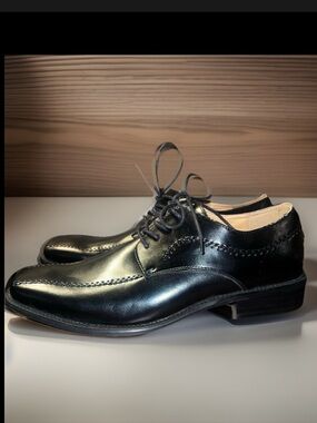 Zengara Black Leather Oxfords,Men’s size 13, NEW